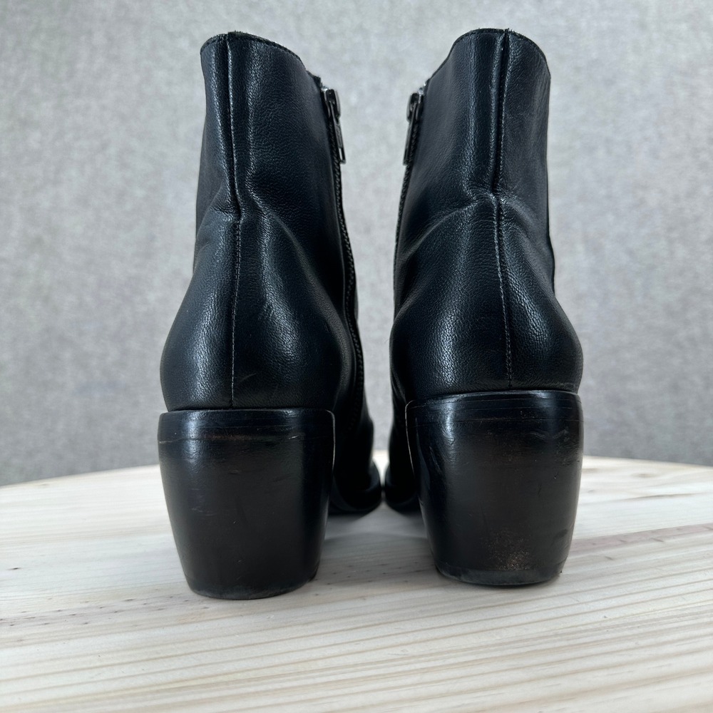Frye Rosalia Shimmer Black Leather Ankle Boots Block Heel Zip Booties Womens 9 - Picture 11 of 16